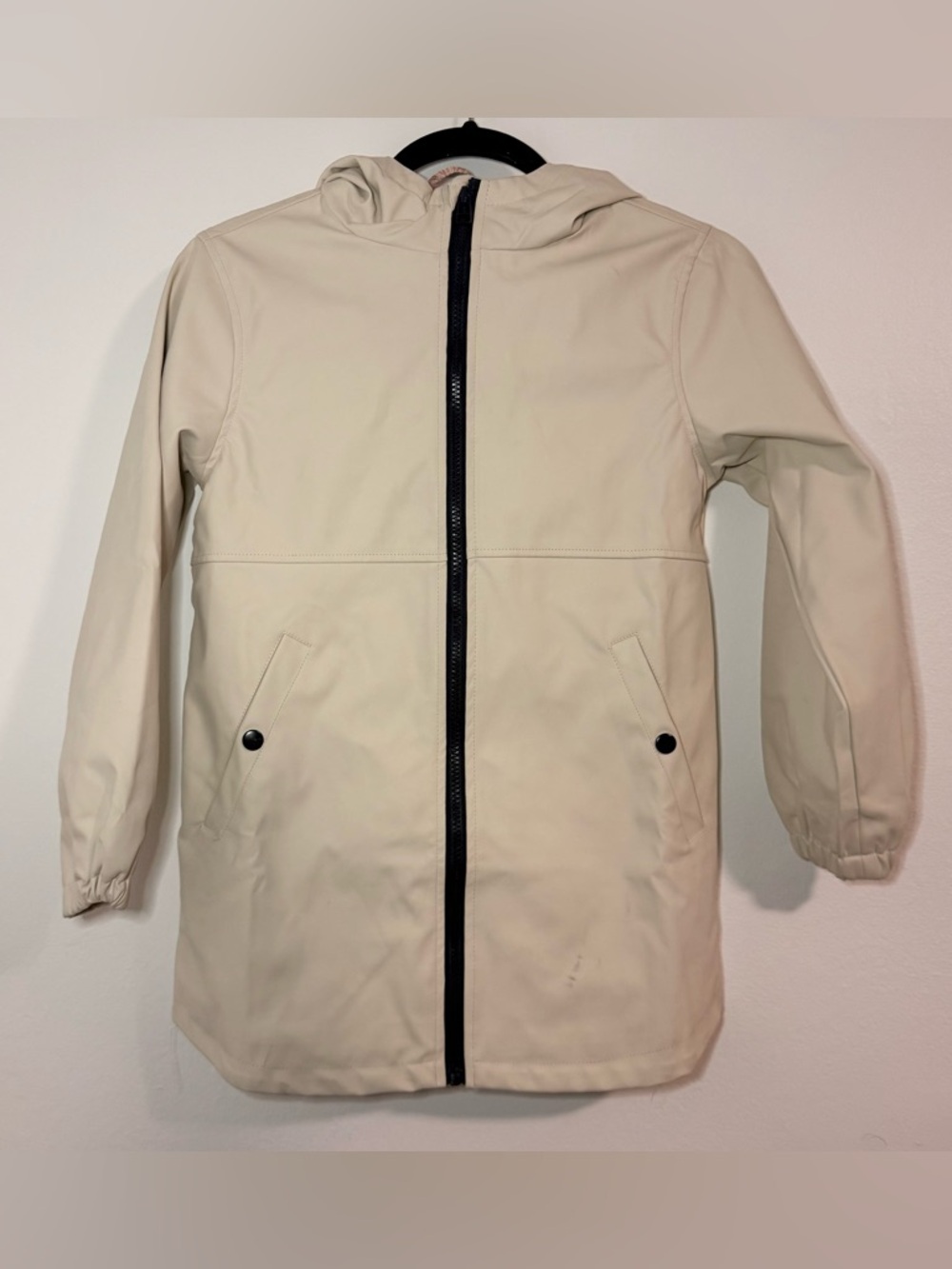 Solocote Girl’s Sz 9/10 Beige Hoodie Raincoat Full Zip Floral Lining